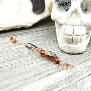 Copper Beaded Pendant, Czech Glass Multifaceted, 2.5"